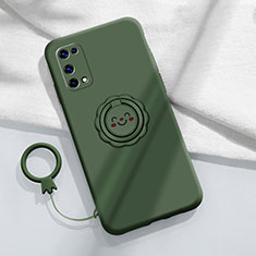 Coque Ultra Fine Silicone Souple Housse Etui avec Support Bague Anneau Aimante Magnetique pour Realme X7 5G Vert Nuit