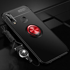 Coque Ultra Fine Silicone Souple Housse Etui avec Support Bague Anneau Aimante Magnetique pour Samsung Galaxy A20s Rouge et Noir