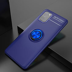 Coque Ultra Fine Silicone Souple Housse Etui avec Support Bague Anneau Aimante Magnetique pour Samsung Galaxy A31 Bleu