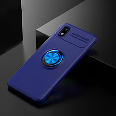 Coque Ultra Fine Silicone Souple Housse Etui avec Support Bague Anneau Aimante Magnetique pour Samsung Galaxy M01 Core Bleu