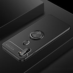 Coque Ultra Fine Silicone Souple Housse Etui avec Support Bague Anneau Aimante Magnetique pour Samsung Galaxy M11 Noir