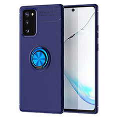 Coque Ultra Fine Silicone Souple Housse Etui avec Support Bague Anneau Aimante Magnetique pour Samsung Galaxy Note 20 5G Bleu