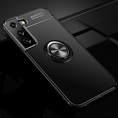 Coque Ultra Fine Silicone Souple Housse Etui avec Support Bague Anneau Aimante Magnetique pour Samsung Galaxy S21 Plus 5G Noir
