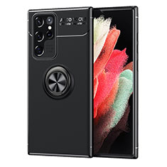 Coque Ultra Fine Silicone Souple Housse Etui avec Support Bague Anneau Aimante Magnetique pour Samsung Galaxy S21 Ultra 5G Noir