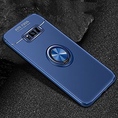 Coque Ultra Fine Silicone Souple Housse Etui avec Support Bague Anneau Aimante Magnetique pour Samsung Galaxy S8 Bleu