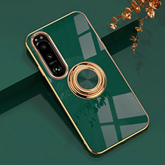 Coque Ultra Fine Silicone Souple Housse Etui avec Support Bague Anneau Aimante Magnetique pour Sony Xperia 1 IV Vert