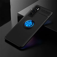 Coque Ultra Fine Silicone Souple Housse Etui avec Support Bague Anneau Aimante Magnetique pour Vivo V20 SE Bleu et Noir