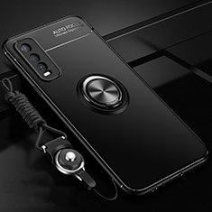 Coque Ultra Fine Silicone Souple Housse Etui avec Support Bague Anneau Aimante Magnetique pour Vivo Y20s Noir