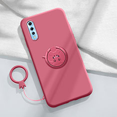 Coque Ultra Fine Silicone Souple Housse Etui avec Support Bague Anneau Aimante Magnetique pour Vivo Y7s Rouge