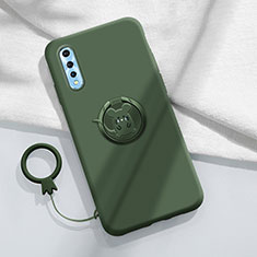 Coque Ultra Fine Silicone Souple Housse Etui avec Support Bague Anneau Aimante Magnetique pour Vivo Y7s Vert Nuit