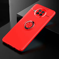 Coque Ultra Fine Silicone Souple Housse Etui avec Support Bague Anneau Aimante Magnetique pour Xiaomi Mi 10i 5G Rouge