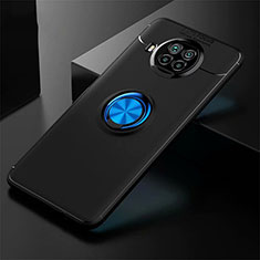 Coque Ultra Fine Silicone Souple Housse Etui avec Support Bague Anneau Aimante Magnetique pour Xiaomi Mi 10T Lite 5G Bleu et Noir