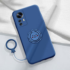 Coque Ultra Fine Silicone Souple Housse Etui avec Support Bague Anneau Aimante Magnetique pour Xiaomi Mi 12T 5G Bleu