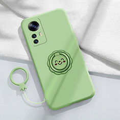 Coque Ultra Fine Silicone Souple Housse Etui avec Support Bague Anneau Aimante Magnetique pour Xiaomi Mi 12T 5G Pastel Vert