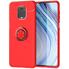 Coque Ultra Fine Silicone Souple Housse Etui avec Support Bague Anneau Aimante Magnetique pour Xiaomi Poco M2 Pro Rouge