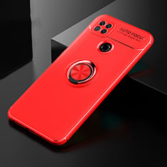 Coque Ultra Fine Silicone Souple Housse Etui avec Support Bague Anneau Aimante Magnetique pour Xiaomi Redmi 10A 4G Rouge