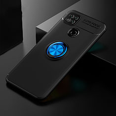 Coque Ultra Fine Silicone Souple Housse Etui avec Support Bague Anneau Aimante Magnetique pour Xiaomi Redmi 9 Activ Bleu et Noir