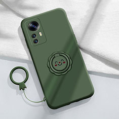 Coque Ultra Fine Silicone Souple Housse Etui avec Support Bague Anneau Aimante Magnetique pour Xiaomi Redmi K50 Ultra 5G Vert Nuit