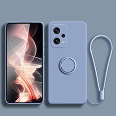 Coque Ultra Fine Silicone Souple Housse Etui avec Support Bague Anneau Aimante Magnetique pour Xiaomi Redmi Note 12 Pro+ Plus 5G Gris Lavende