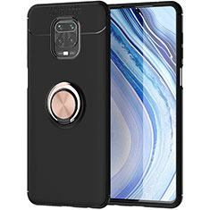 Coque Ultra Fine Silicone Souple Housse Etui avec Support Bague Anneau Aimante Magnetique pour Xiaomi Redmi Note 9S Or et Noir