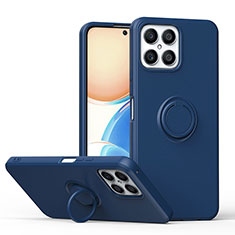 Coque Ultra Fine Silicone Souple Housse Etui avec Support Bague Anneau Aimante Magnetique QW1 pour Huawei Honor X8 4G Bleu