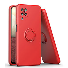 Coque Ultra Fine Silicone Souple Housse Etui avec Support Bague Anneau Aimante Magnetique QW1 pour Samsung Galaxy A12 Nacho Rouge