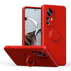 Coque Ultra Fine Silicone Souple Housse Etui avec Support Bague Anneau Aimante Magnetique QW1 pour Xiaomi Mi 12T Pro 5G Rouge