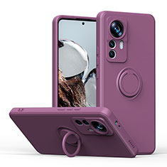 Coque Ultra Fine Silicone Souple Housse Etui avec Support Bague Anneau Aimante Magnetique QW1 pour Xiaomi Mi 12T Pro 5G Violet