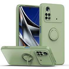 Coque Ultra Fine Silicone Souple Housse Etui avec Support Bague Anneau Aimante Magnetique QW1 pour Xiaomi Poco M4 Pro 4G Vert Armee