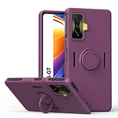 Coque Ultra Fine Silicone Souple Housse Etui avec Support Bague Anneau Aimante Magnetique QW1 pour Xiaomi Redmi K50 Gaming 5G Violet