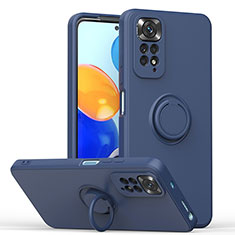 Coque Ultra Fine Silicone Souple Housse Etui avec Support Bague Anneau Aimante Magnetique QW1 pour Xiaomi Redmi Note 11 4G (2022) Bleu