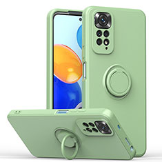 Coque Ultra Fine Silicone Souple Housse Etui avec Support Bague Anneau Aimante Magnetique QW1 pour Xiaomi Redmi Note 11 4G (2022) Pastel Vert