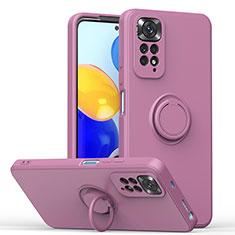 Coque Ultra Fine Silicone Souple Housse Etui avec Support Bague Anneau Aimante Magnetique QW1 pour Xiaomi Redmi Note 11 4G (2022) Violet