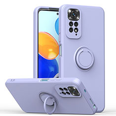 Coque Ultra Fine Silicone Souple Housse Etui avec Support Bague Anneau Aimante Magnetique QW1 pour Xiaomi Redmi Note 11S 4G Gris Lavende