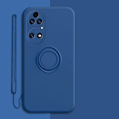 Coque Ultra Fine Silicone Souple Housse Etui avec Support Bague Anneau Aimante Magnetique S01 pour Huawei P50 Pro Bleu