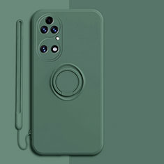 Coque Ultra Fine Silicone Souple Housse Etui avec Support Bague Anneau Aimante Magnetique S01 pour Huawei P50 Pro Vert Nuit