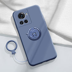 Coque Ultra Fine Silicone Souple Housse Etui avec Support Bague Anneau Aimante Magnetique S01 pour OnePlus 10R 5G Gris Lavende