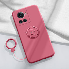 Coque Ultra Fine Silicone Souple Housse Etui avec Support Bague Anneau Aimante Magnetique S01 pour OnePlus 10R 5G Rouge