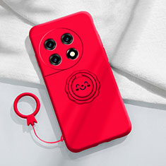 Coque Ultra Fine Silicone Souple Housse Etui avec Support Bague Anneau Aimante Magnetique S01 pour OnePlus Ace 2 5G Rouge