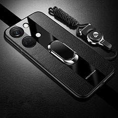 Coque Ultra Fine Silicone Souple Housse Etui avec Support Bague Anneau Aimante Magnetique S01 pour OnePlus Nord 3 5G Noir