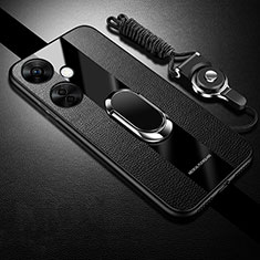 Coque Ultra Fine Silicone Souple Housse Etui avec Support Bague Anneau Aimante Magnetique S01 pour OnePlus Nord CE 3 5G Noir