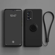 Coque Ultra Fine Silicone Souple Housse Etui avec Support Bague Anneau Aimante Magnetique S01 pour OnePlus Nord N200 5G Noir