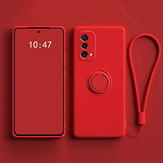 Coque Ultra Fine Silicone Souple Housse Etui avec Support Bague Anneau Aimante Magnetique S01 pour Oppo A93 5G Rouge