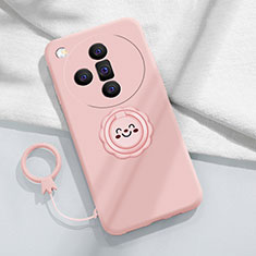 Coque Ultra Fine Silicone Souple Housse Etui avec Support Bague Anneau Aimante Magnetique S01 pour Oppo Find X7 5G Rose