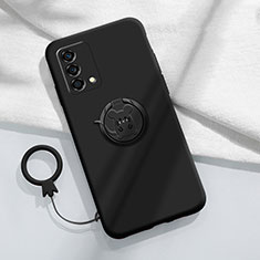 Coque Ultra Fine Silicone Souple Housse Etui avec Support Bague Anneau Aimante Magnetique S01 pour Oppo K9 5G Noir