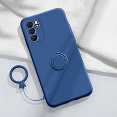 Coque Ultra Fine Silicone Souple Housse Etui avec Support Bague Anneau Aimante Magnetique S01 pour Oppo Reno6 5G Bleu