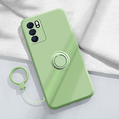 Coque Ultra Fine Silicone Souple Housse Etui avec Support Bague Anneau Aimante Magnetique S01 pour Oppo Reno6 Pro 5G India Pastel Vert