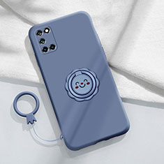 Coque Ultra Fine Silicone Souple Housse Etui avec Support Bague Anneau Aimante Magnetique S01 pour Oppo Reno6 Pro+ Plus 5G Gris Lavende