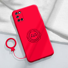 Coque Ultra Fine Silicone Souple Housse Etui avec Support Bague Anneau Aimante Magnetique S01 pour Oppo Reno6 Pro+ Plus 5G Rouge