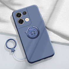 Coque Ultra Fine Silicone Souple Housse Etui avec Support Bague Anneau Aimante Magnetique S01 pour Oppo Reno8 Pro 5G Gris Lavende